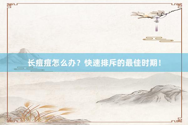 长痘痘怎么办？快速排斥的最佳时期！